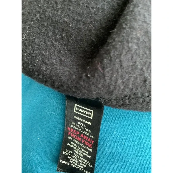 Hunter Boot Socks Fleece Tall Knit Cuff Black Grey UAS3036AAB Women Size Large - Picture 2 of 2